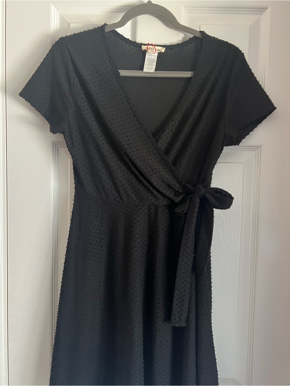 Rolla Coster Black Textured Wrap Midi Dress with Side Tie